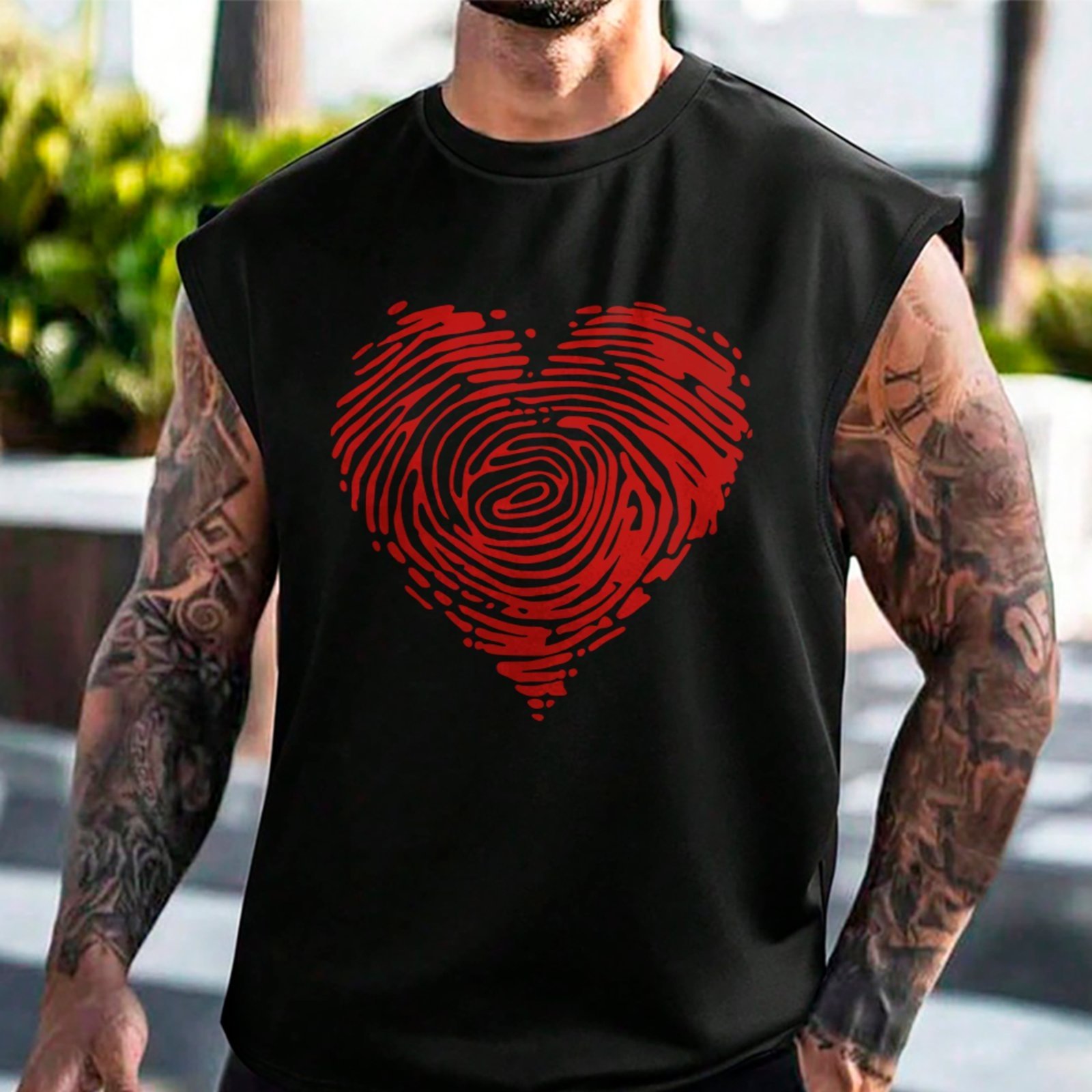 Camiseta Regata Machão Heart Love Estilo Urbano Streetwear Preto