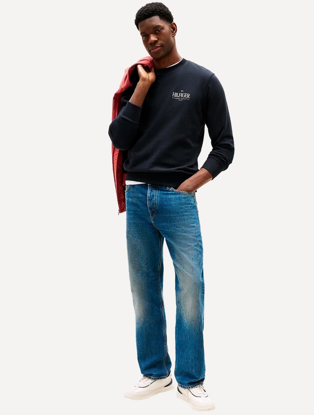 Vista 3 Moletom Tommy Hilfiger Masculino Stacked Sweatshirt azul marinho Tommy Hilfiger azul marinho