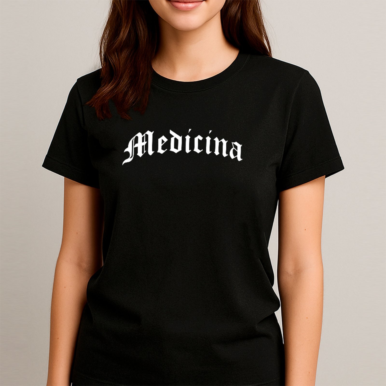 Camiseta Ousy Básica Estampa Universitária Medicina Curso Faculdade Unissex Preto