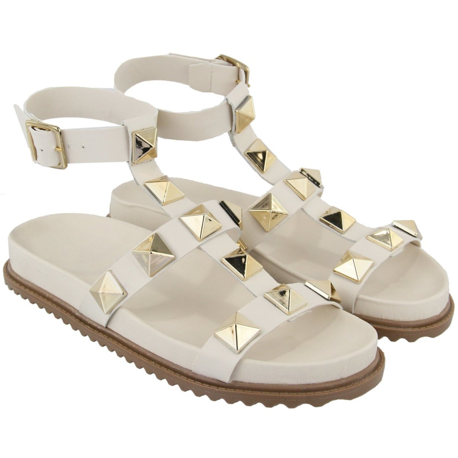 Sandália Papete com Amarração Vianza Pirâmide Off White