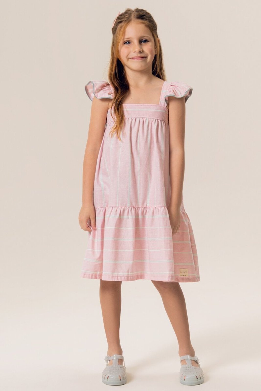 Infantil - Vestido Midi em Tecido Listrado
