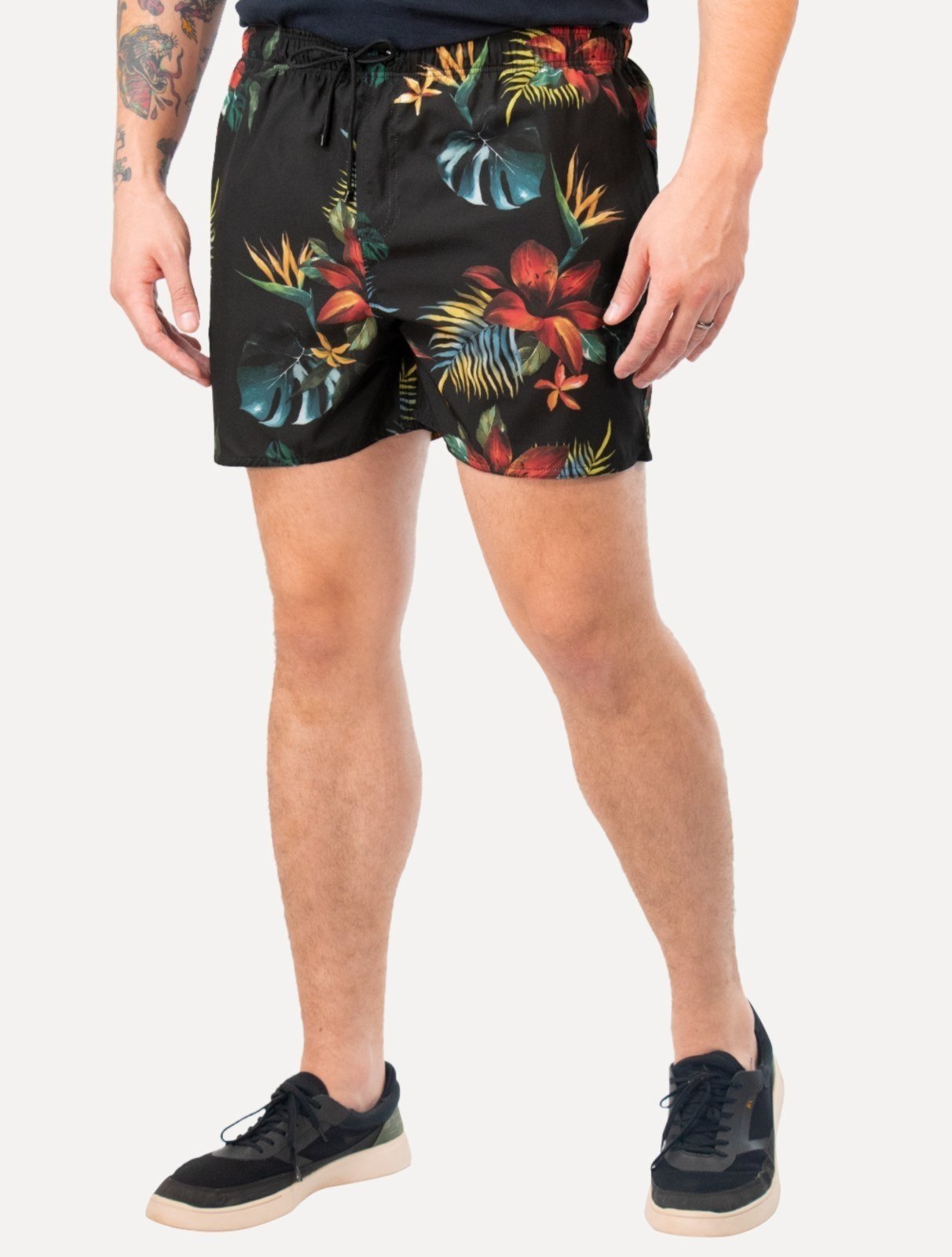 Short Reserva D Água Beachwear Estampado Tropica Preto