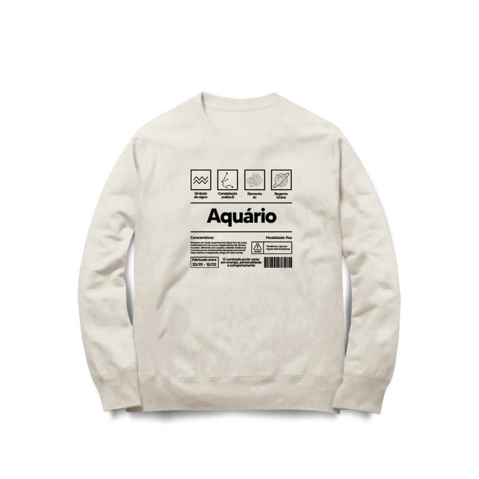 Moletom Aquário - Off White - Casual - Studio Geek