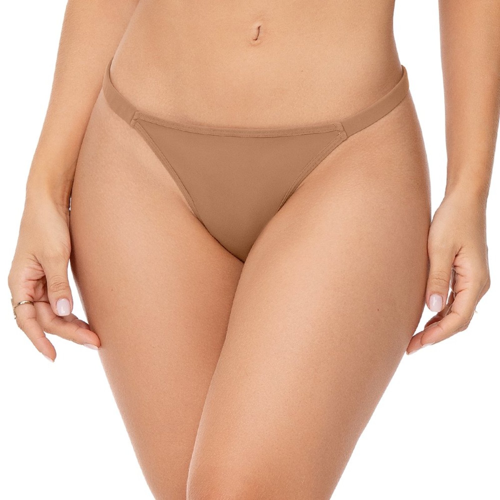 Calcinha String Fio Duplo Tiras Finas Forro Algodão Bege