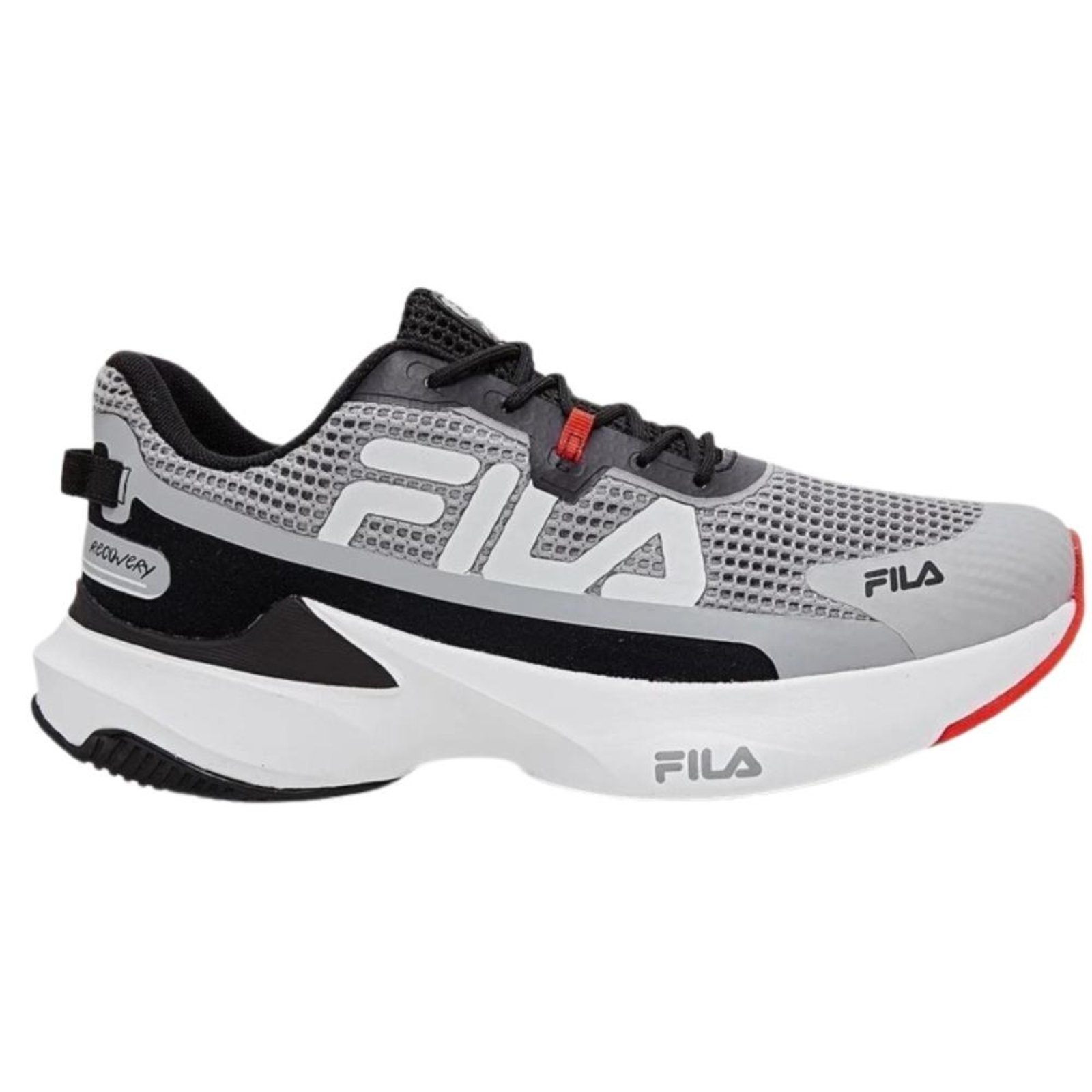 Vista 2 Tênis Fila Recovery Masculino preto/vermelho cinza Fila cinza