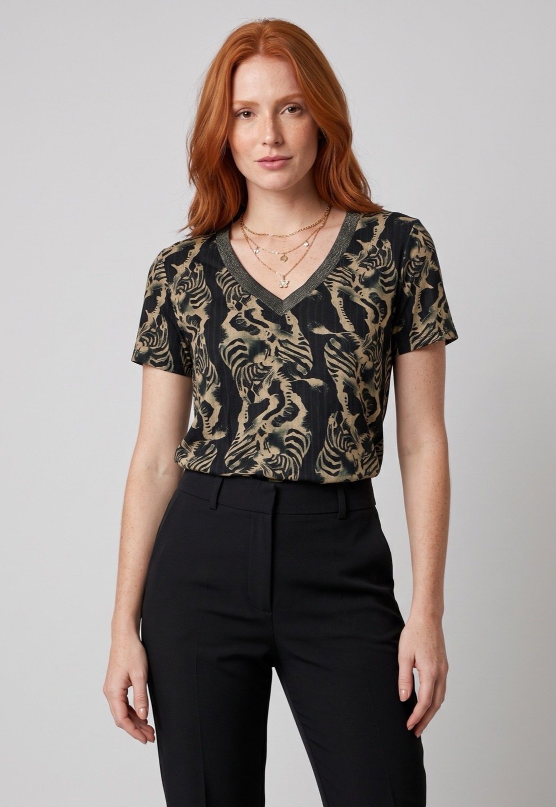Blusa Feminina Lez a Lez Estampa Zebra Preta