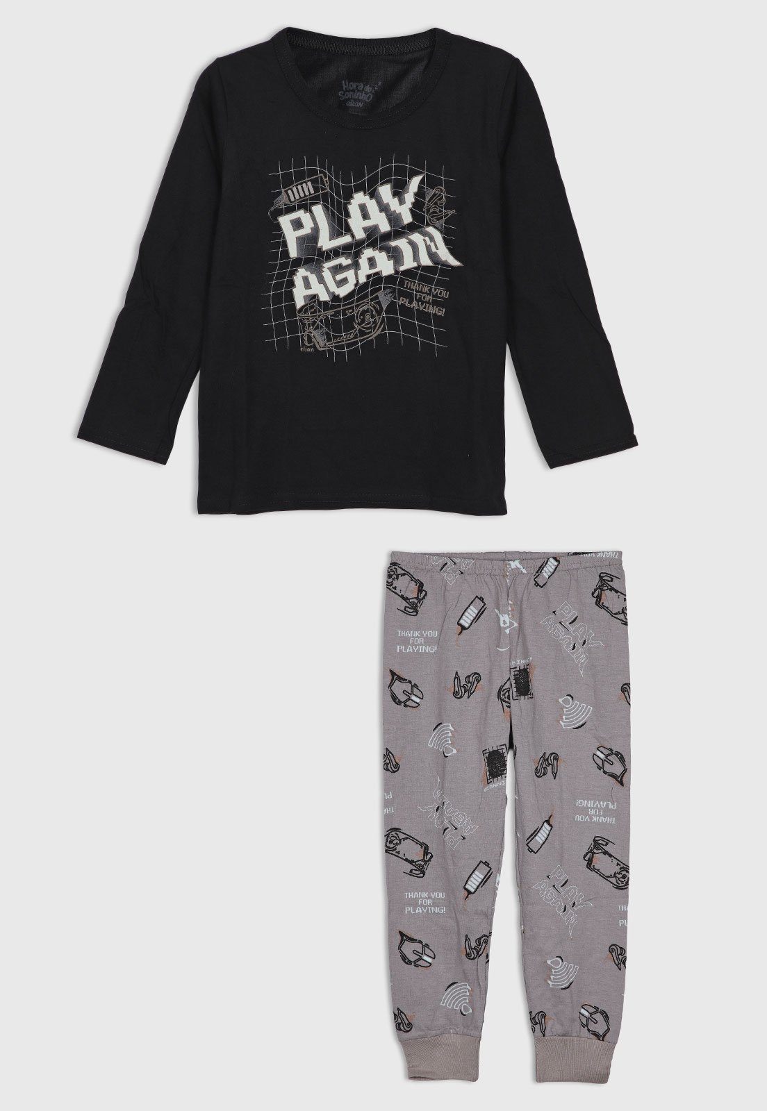 Pijama Elian Manga Longa Preto