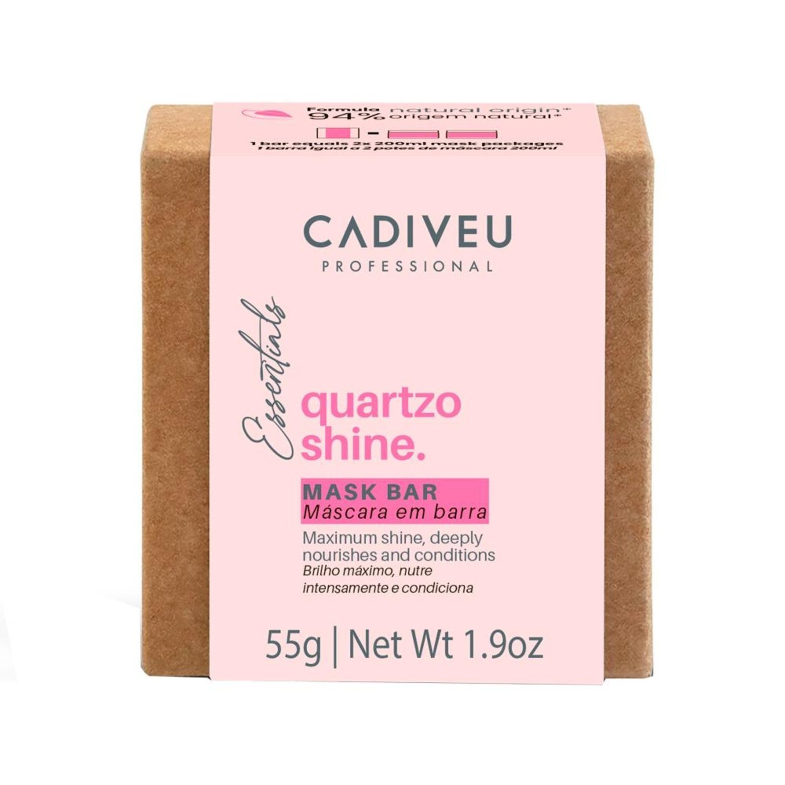 Vista 2 Cadiveu Essentials Boca Rosa Quartzo Shine Máscara Em Barra 55g Cadiveu Professional incolor rosa Cadiveu Professional incolor rosa