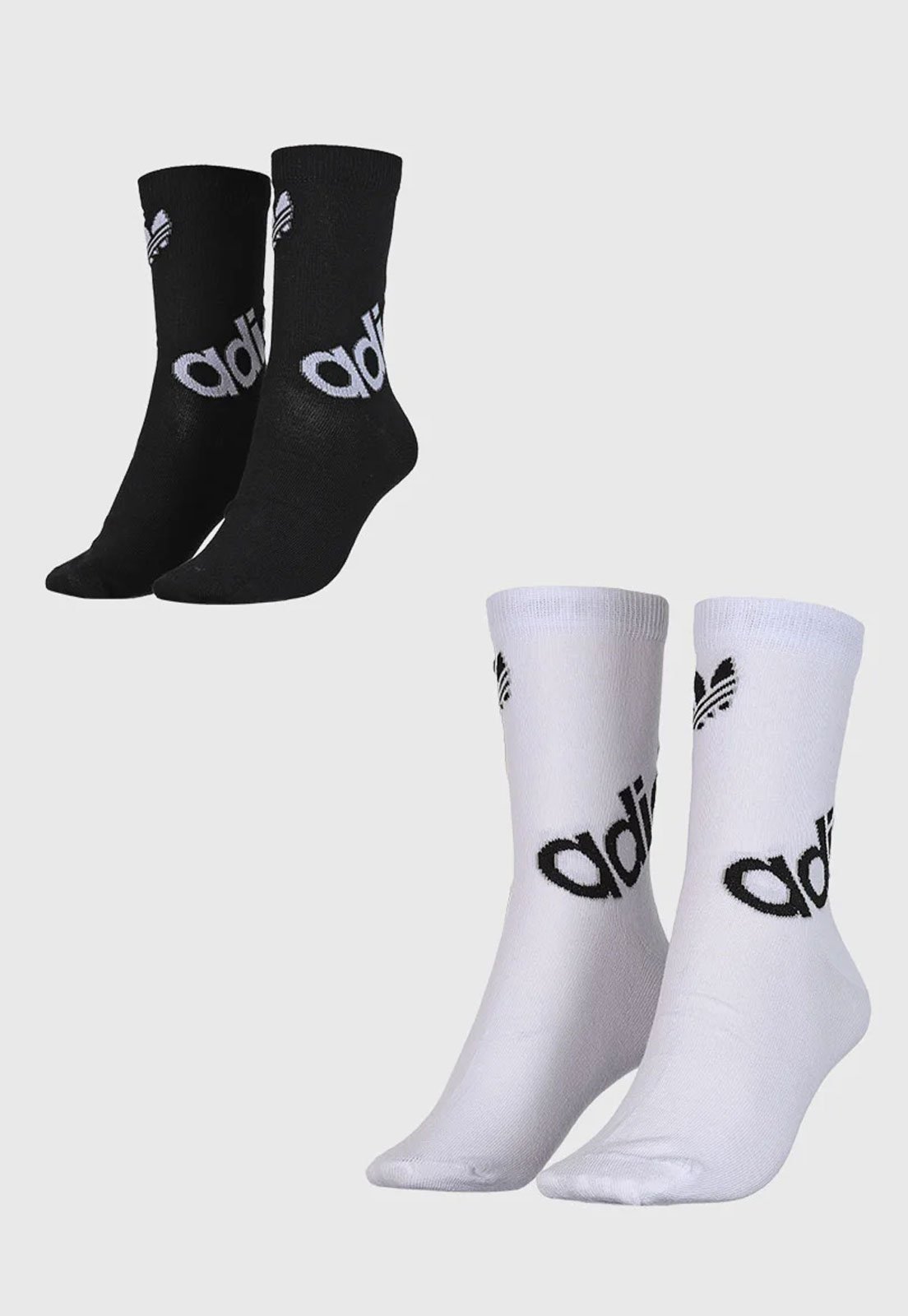 Vista 3 Kit 3 Pares de Meias Unissex Adidas Originals Linear Cano Alto Preta preto adidas Originals preto