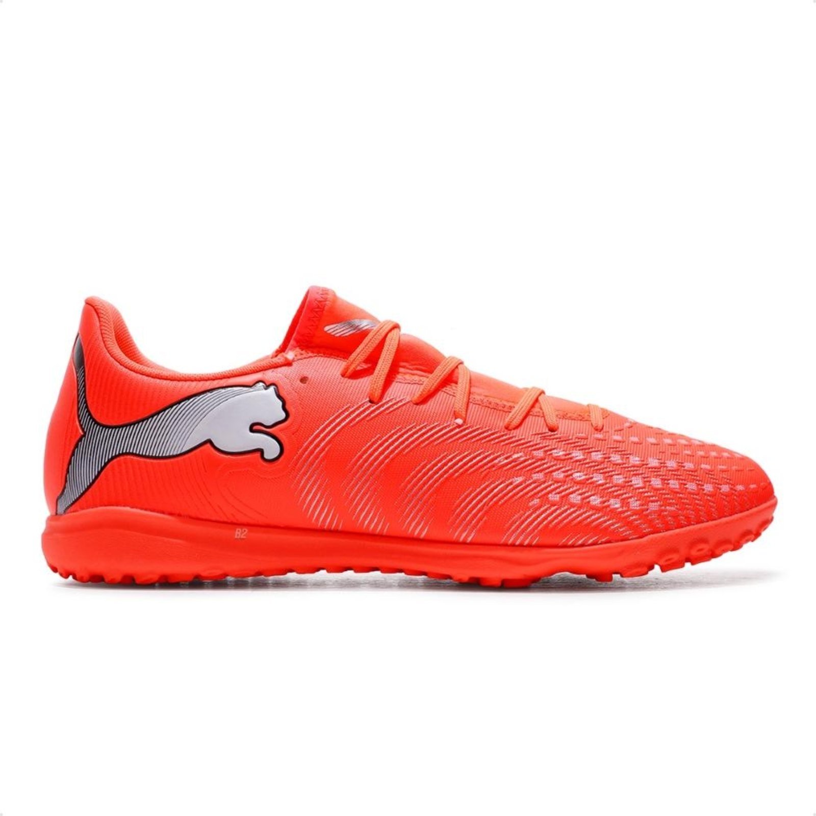Vista 2 Chuteira Society Puma Future 9 Play TT Masculina coral Puma coral