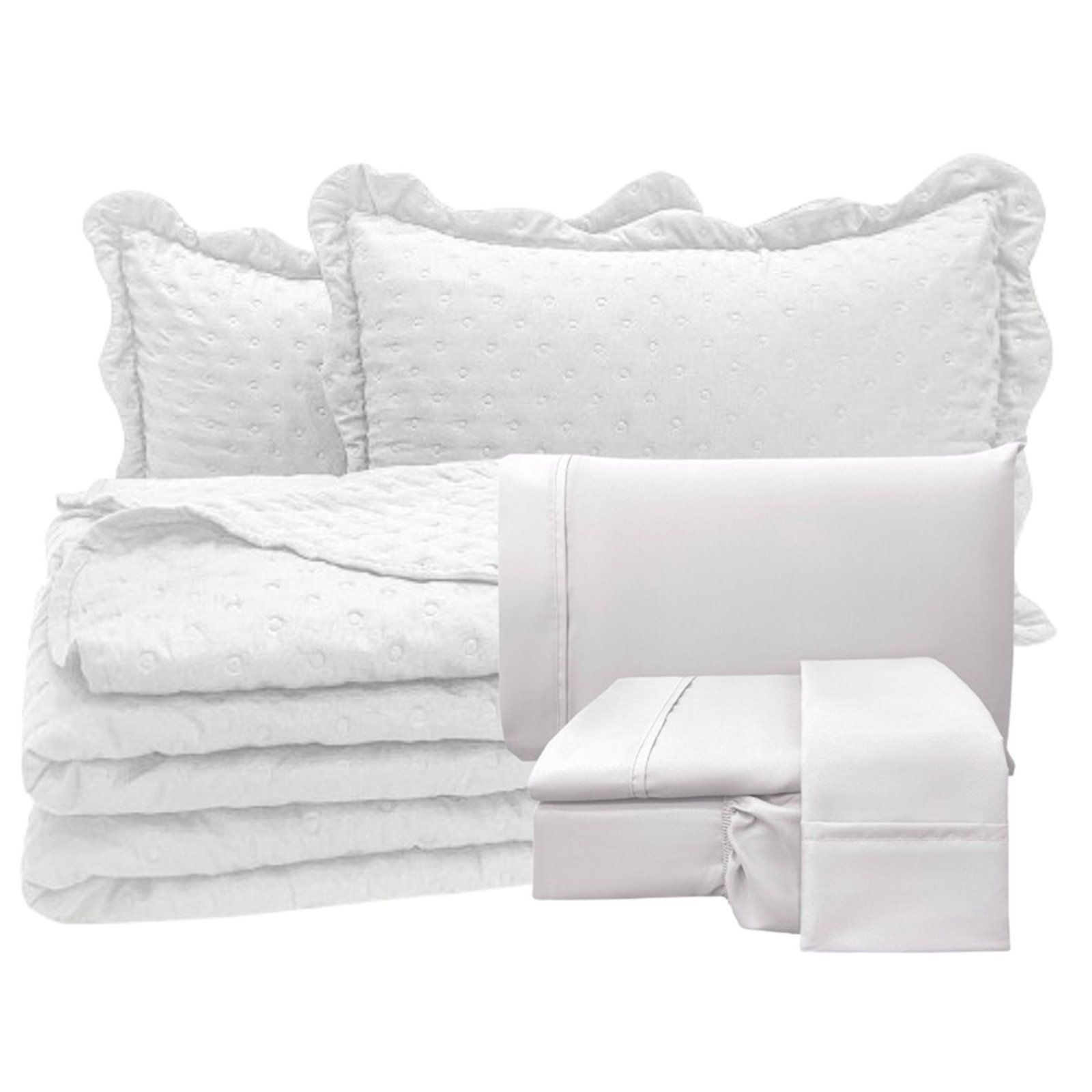 Coordenado Cobre Leito King e Lençol Diplomata 7 Peças - Branco - 100% Poliéster