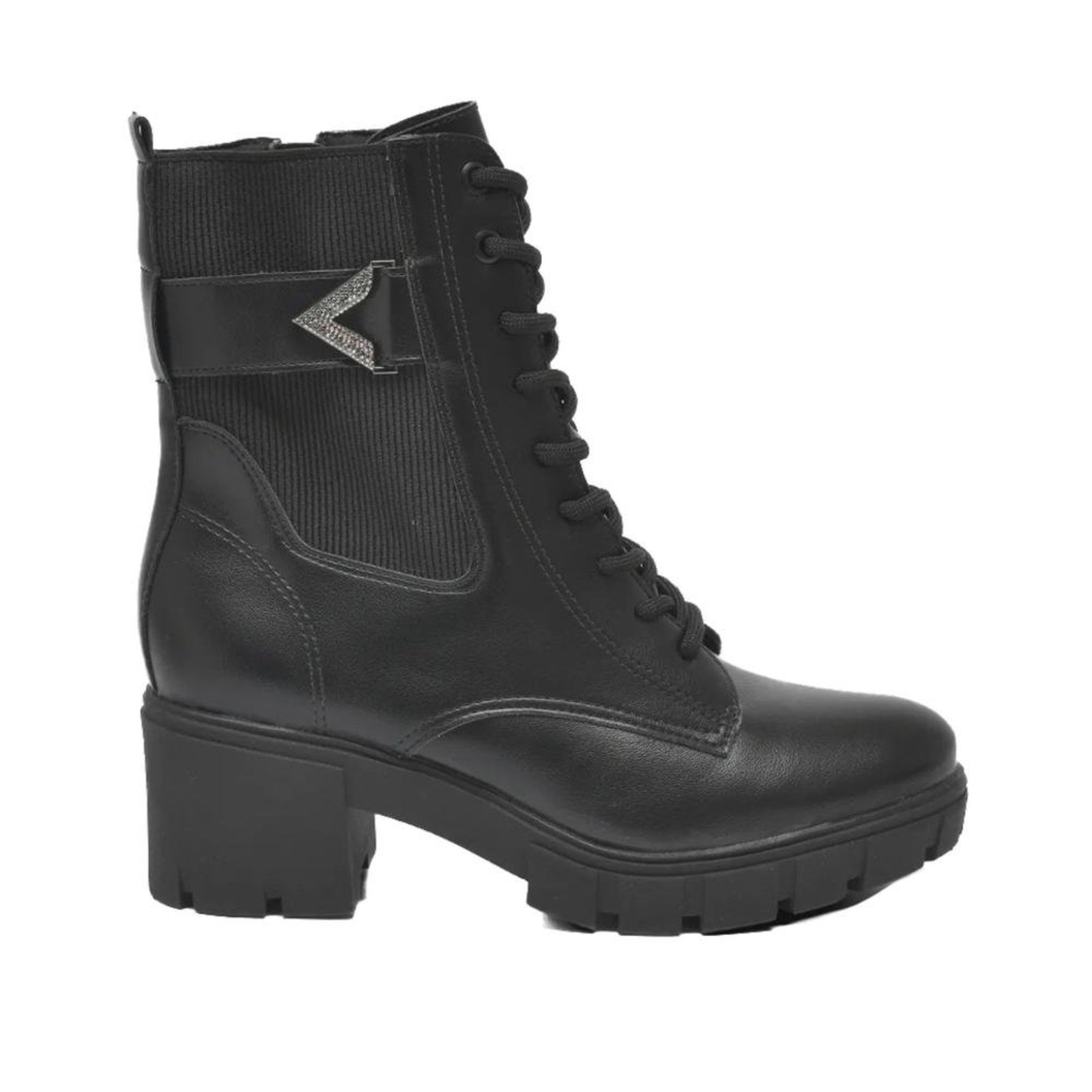 Bota Feminina Salto Médio Via Marte 001-006 Preto Incolor