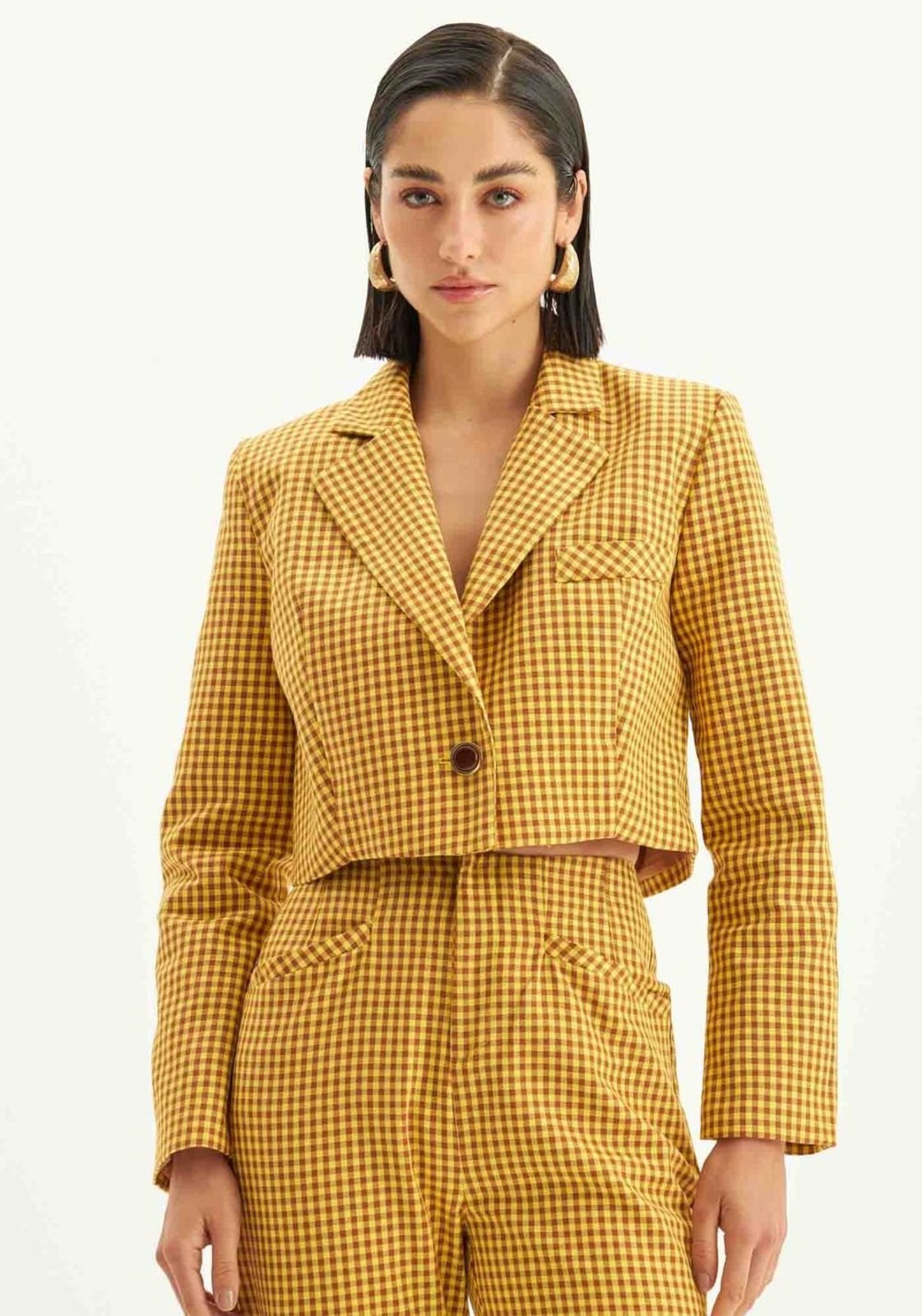 Vista 2 Blazer Cropped Transpassado Lança Perfume laranja Lança Perfume laranja