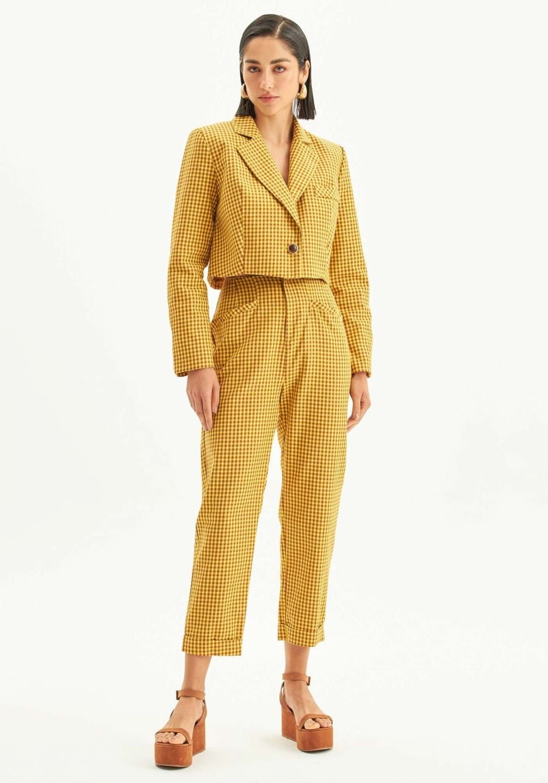 Vista 3 Blazer Cropped Transpassado Lança Perfume laranja Lança Perfume laranja