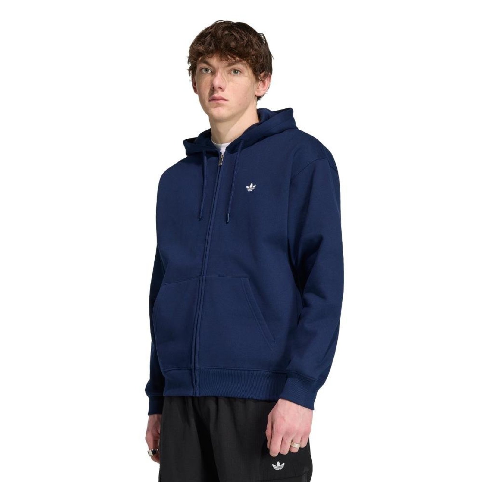MOLETOM COM CAPUZ TREFOIL ESSENTIALS MODELAGEM FOLGADA E ZÍPER COMPLETO adidas Originals Azul
