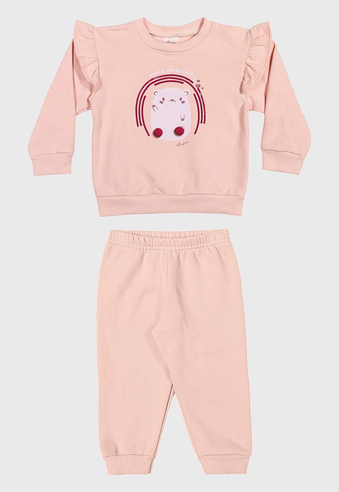 Conjunto Elian Estampa Smile And Be Happy Rosa