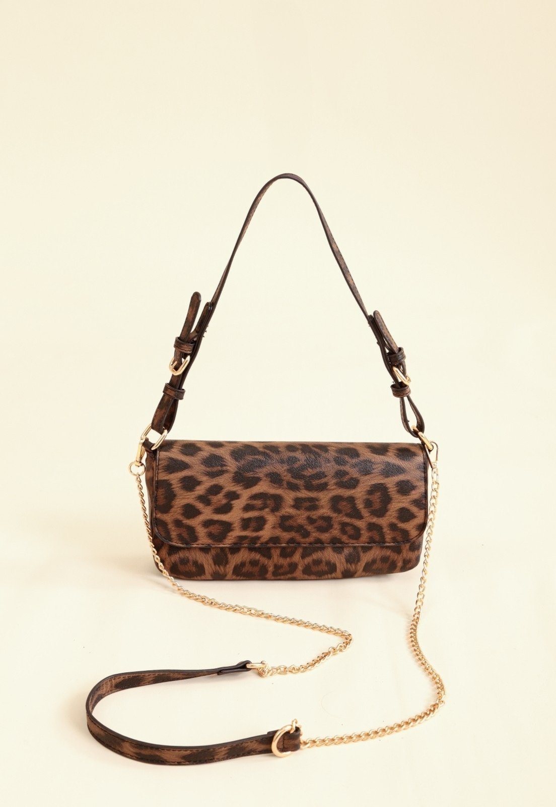 Bolsa Baguete Pop Me Animal Print Com Corrente