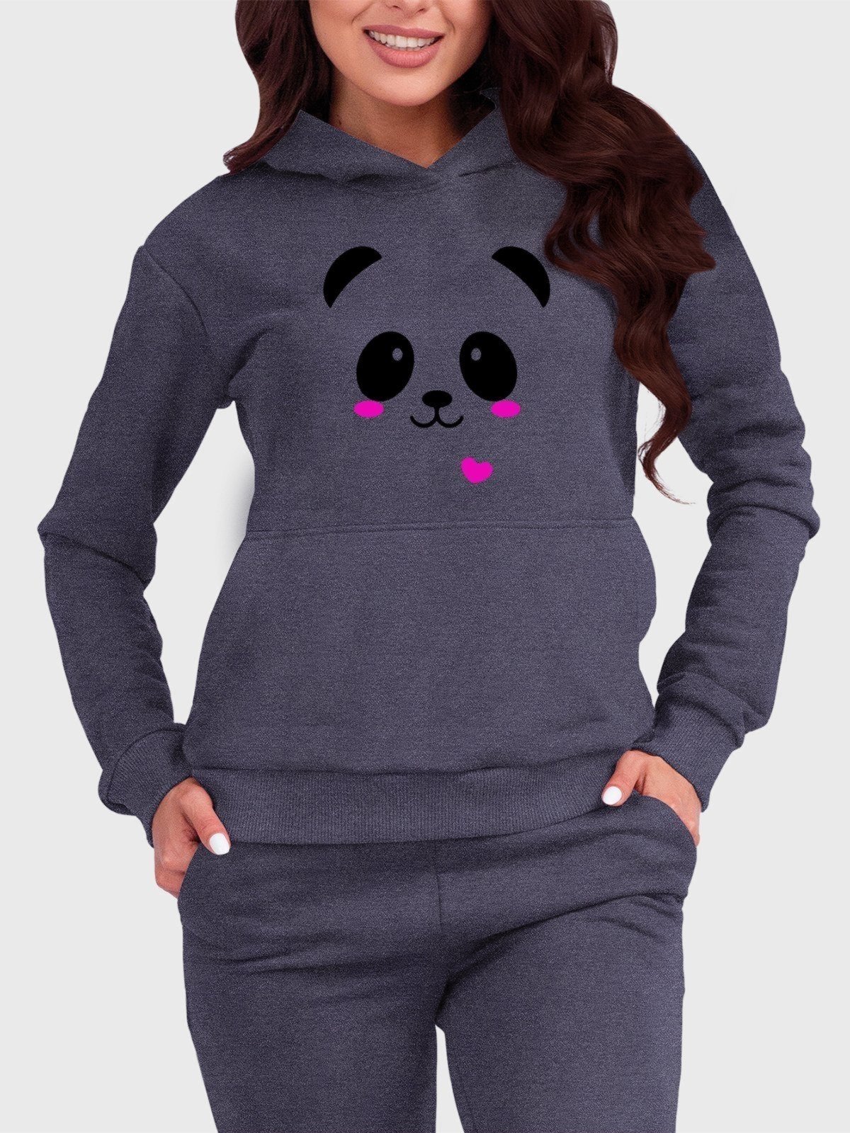 Vista 2 Blusa de Frio Moletom Canguru Flanelado Benellys Panda Chumbo grafite Benellys grafite