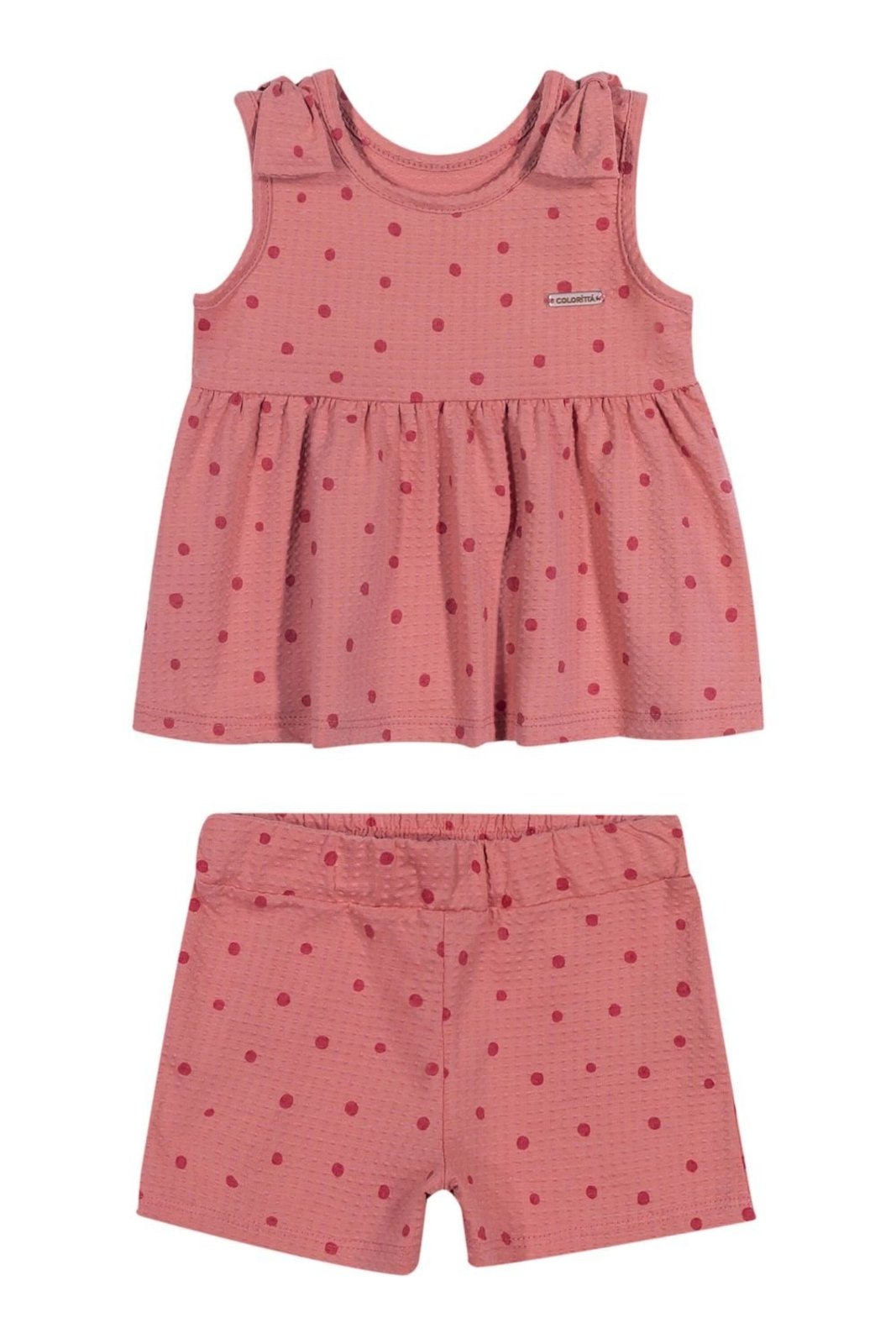 Infantil - Conjunto Menina Textura Poá Colorittá Rosa
