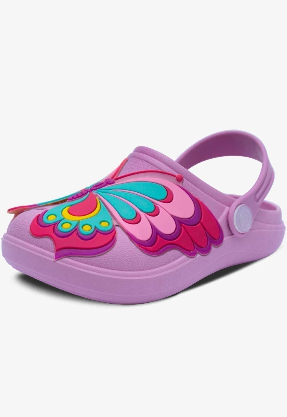 Vista 2 Infantil - Sandália Babuche Feminina Pópidi Borboleta rosa Pópidí rosa
