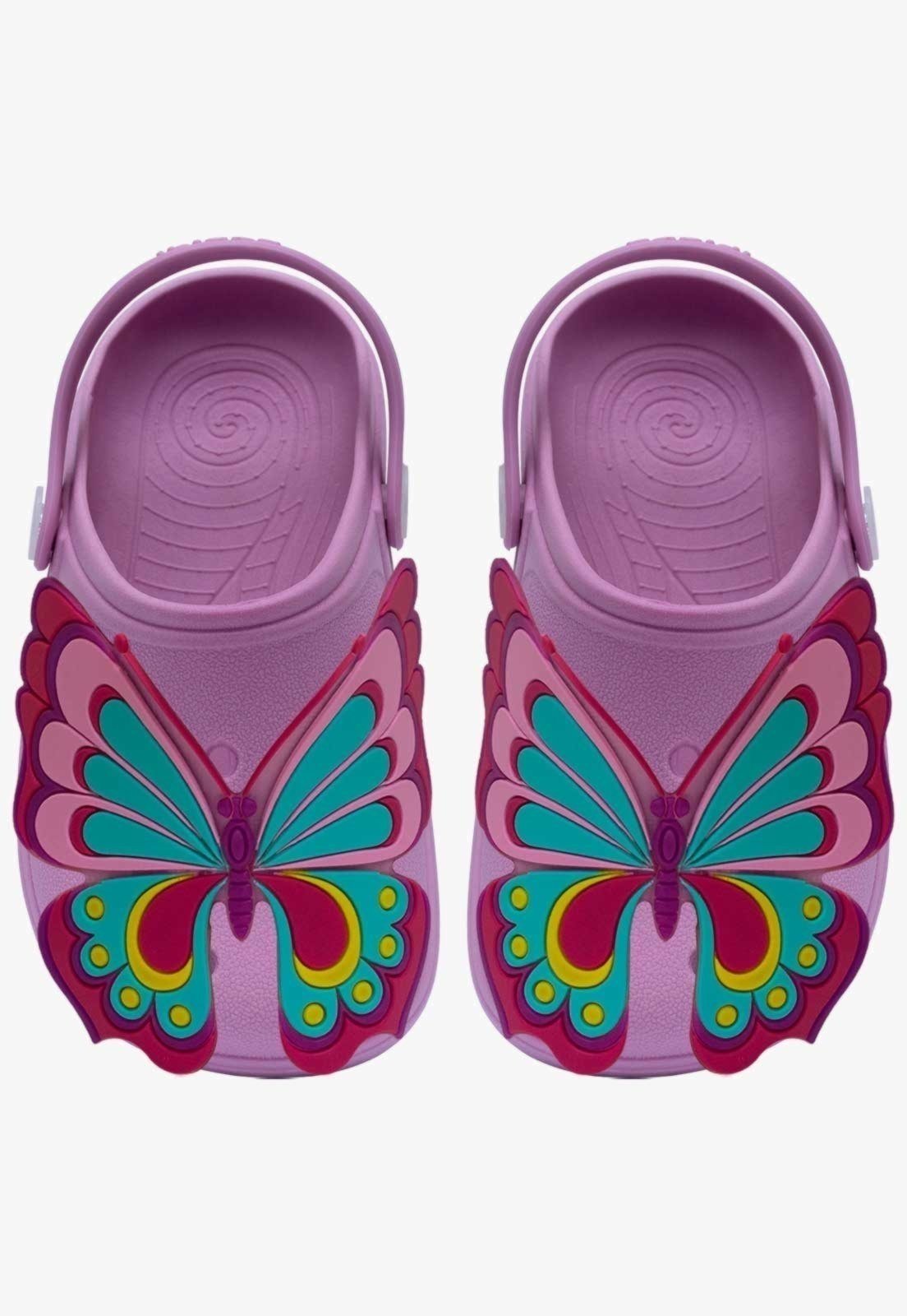 Vista 3 Infantil - Sandália Babuche Feminina Pópidi Borboleta rosa Pópidí rosa