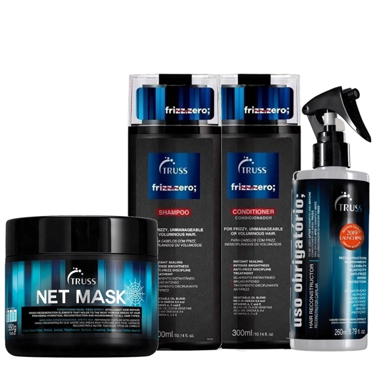 Vista 2 Kit Truss Frizz Zero Mask Obrigatorio (4 Produtos) multicolorido Truss multicolorido