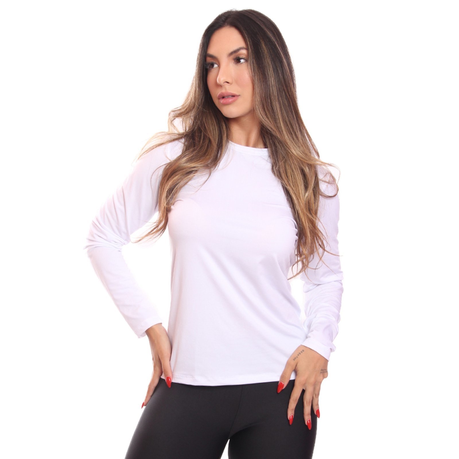 Vista 3 Kit 6 Camisetas Feminina Manga Longa Dry Fit Básica Lisa Proteção Solar UV Térmica Blusa Academia Esporte Praia ADRIBEN multicolorido ADRIBEN multicolorido