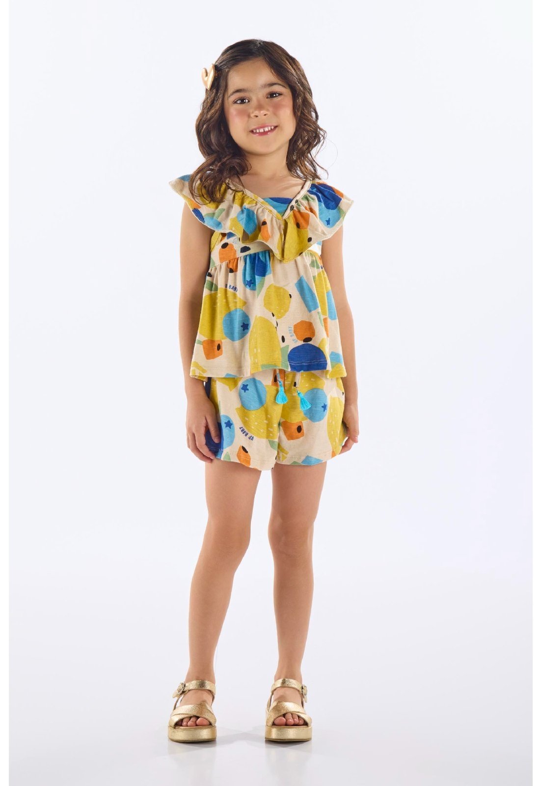 Infantil – Conjunto Blusa e Short Up Baby Off-White