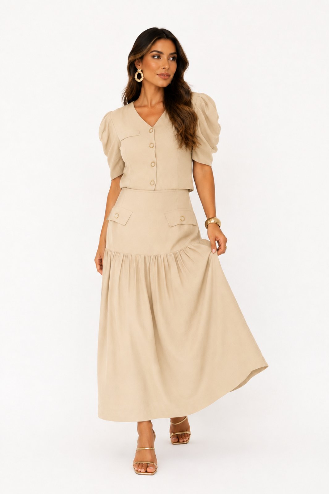 Conjunto Midi D Bell Outlet Fashion Marrant Areia