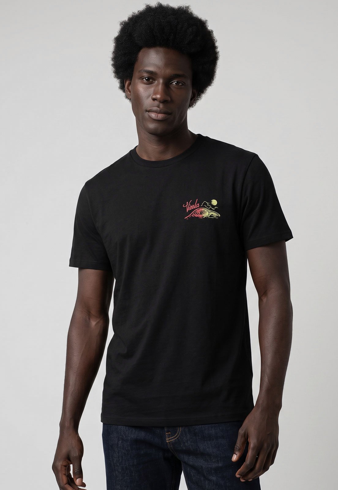 Camiseta Masculina Vissla Silk Wave Pool Warriors Preta