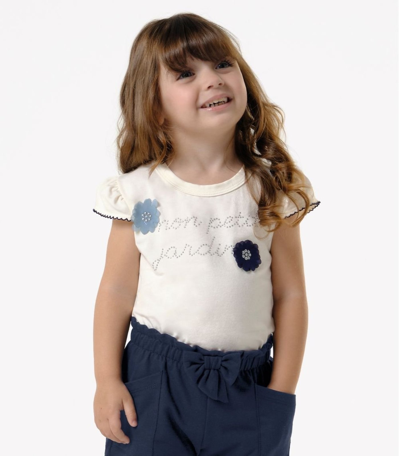 Infantil - Blusa Menina Cotton Leve Trick Nick Bege