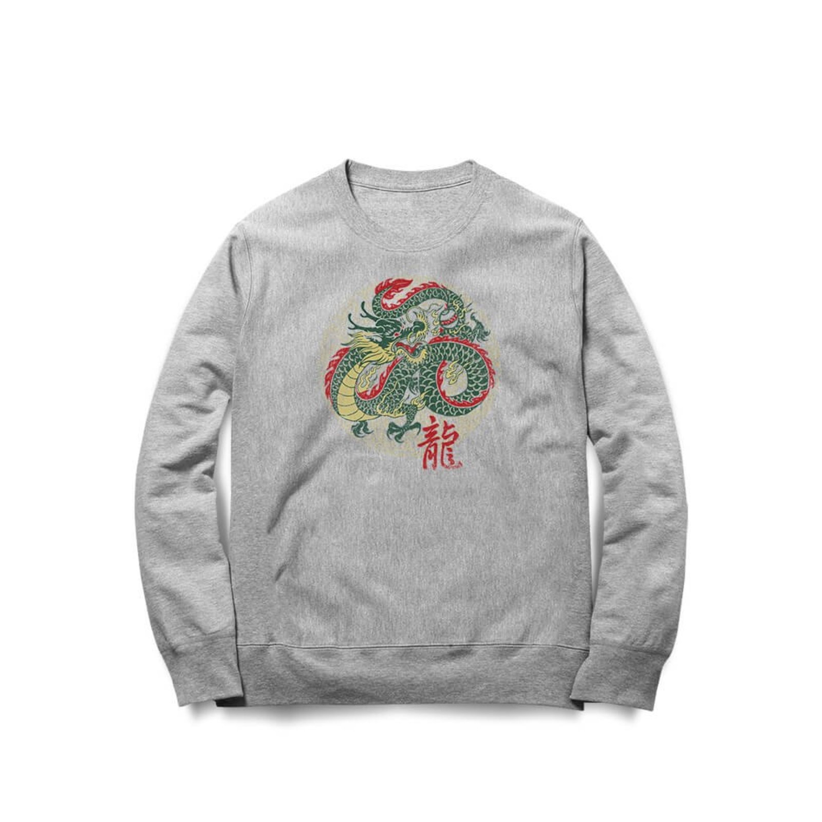 Moletom Dragão Oriental - Mescla Cinza - Casual - Studio Geek
