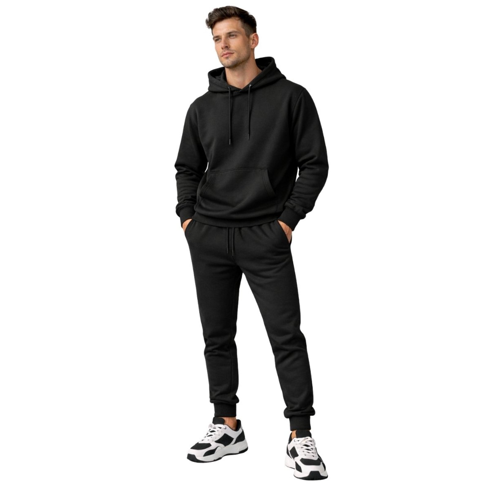 Conjunto Moletom Masculino Casaco com Capuz + Calça Jogger Casual Confortavel e Moderno Liso