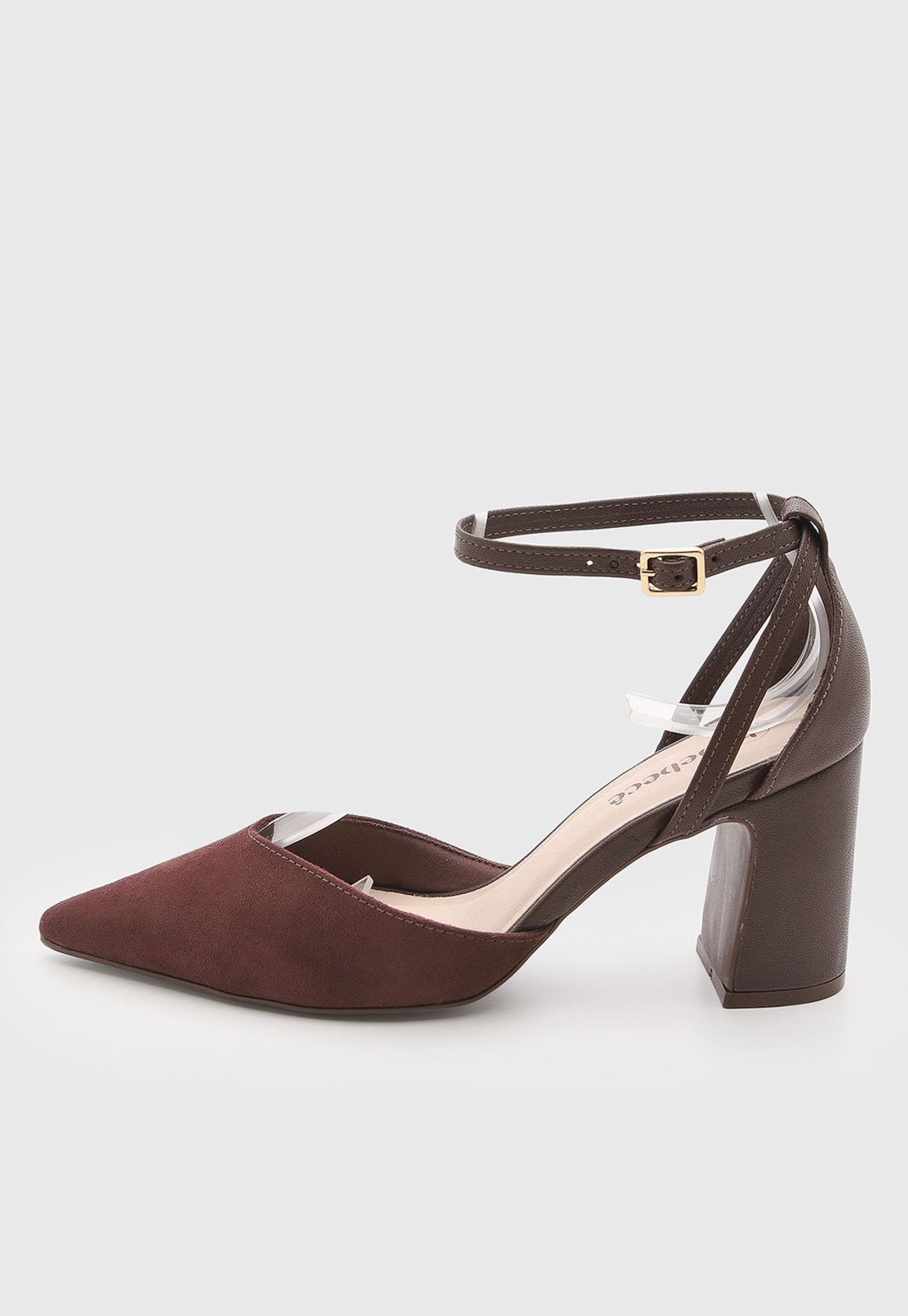 Scarpin Feminino cê Couro Salto Alto Fivela Marrom