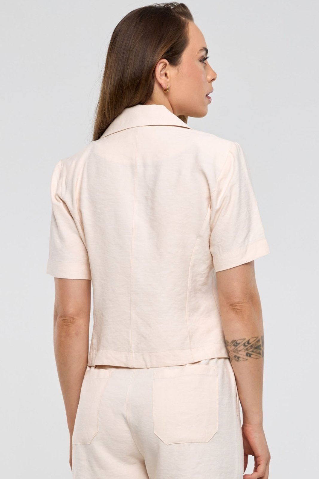 Vista 2 Blazer PKS Alfaiataria Em Viscose Off White bege white PKS bege white