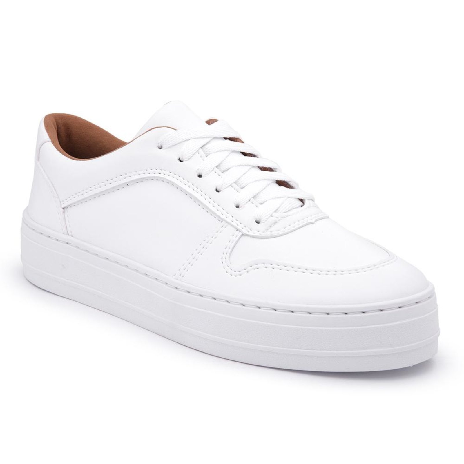 Tênis Casual Feminino Cano Baixo Cadarço Conforto Dia a Dia Branco 33 Branco