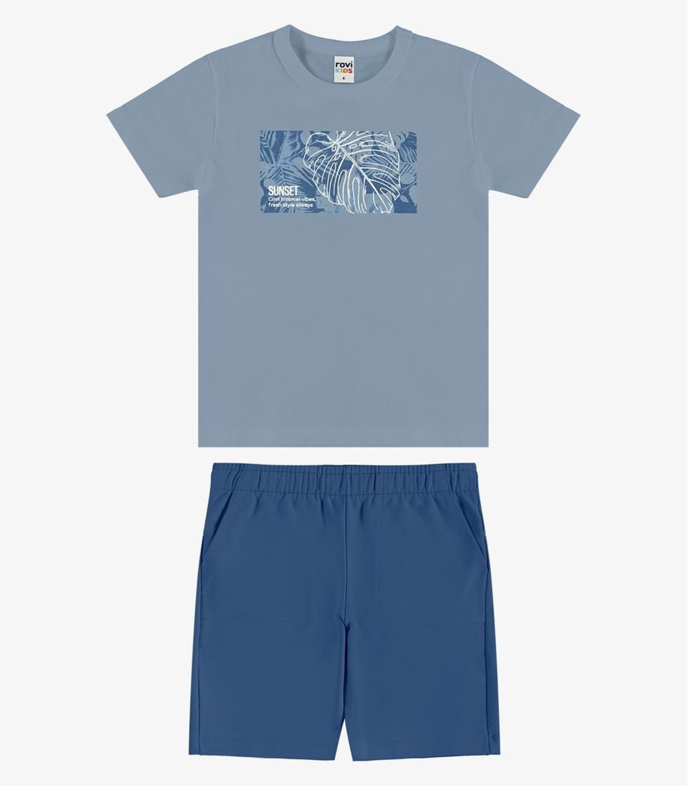 Infantil - Conjunto Camiseta Com Bermuda Rovi Azul