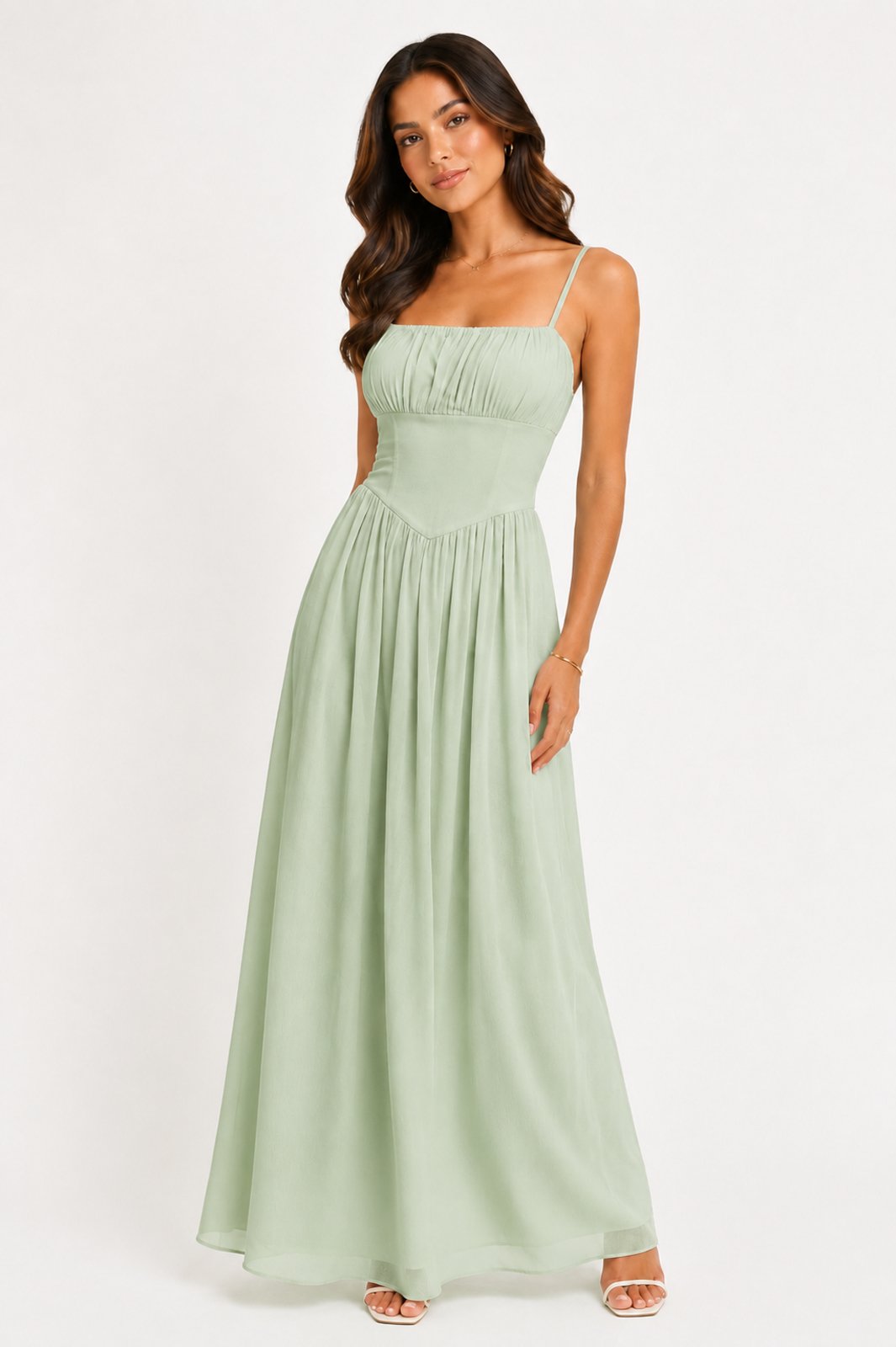 Vestido Longo D Bell Outlet Fashion Alcinha Verde Claro