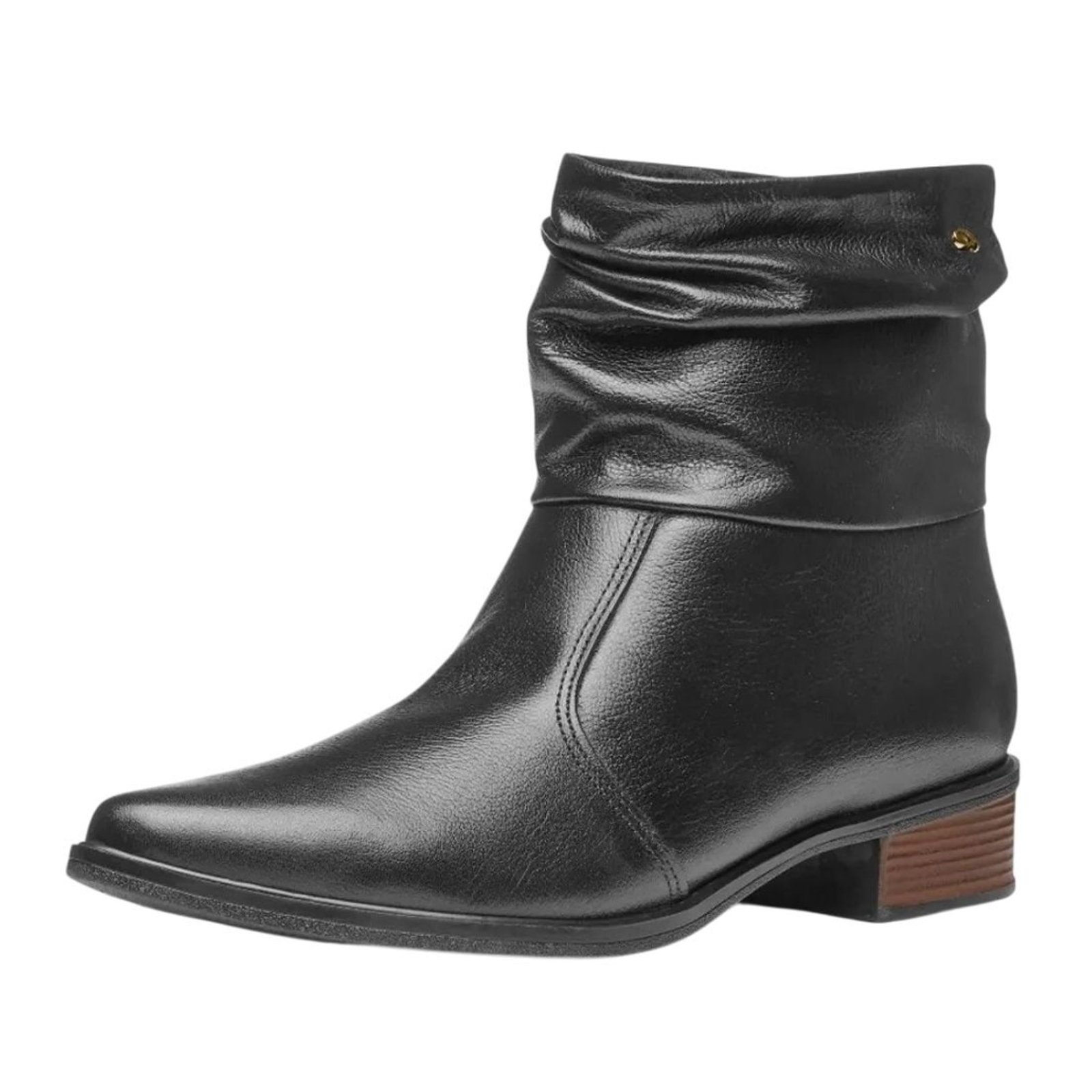 Bota Feminina Salto Baixo Confortável Elegante Couro Pegada