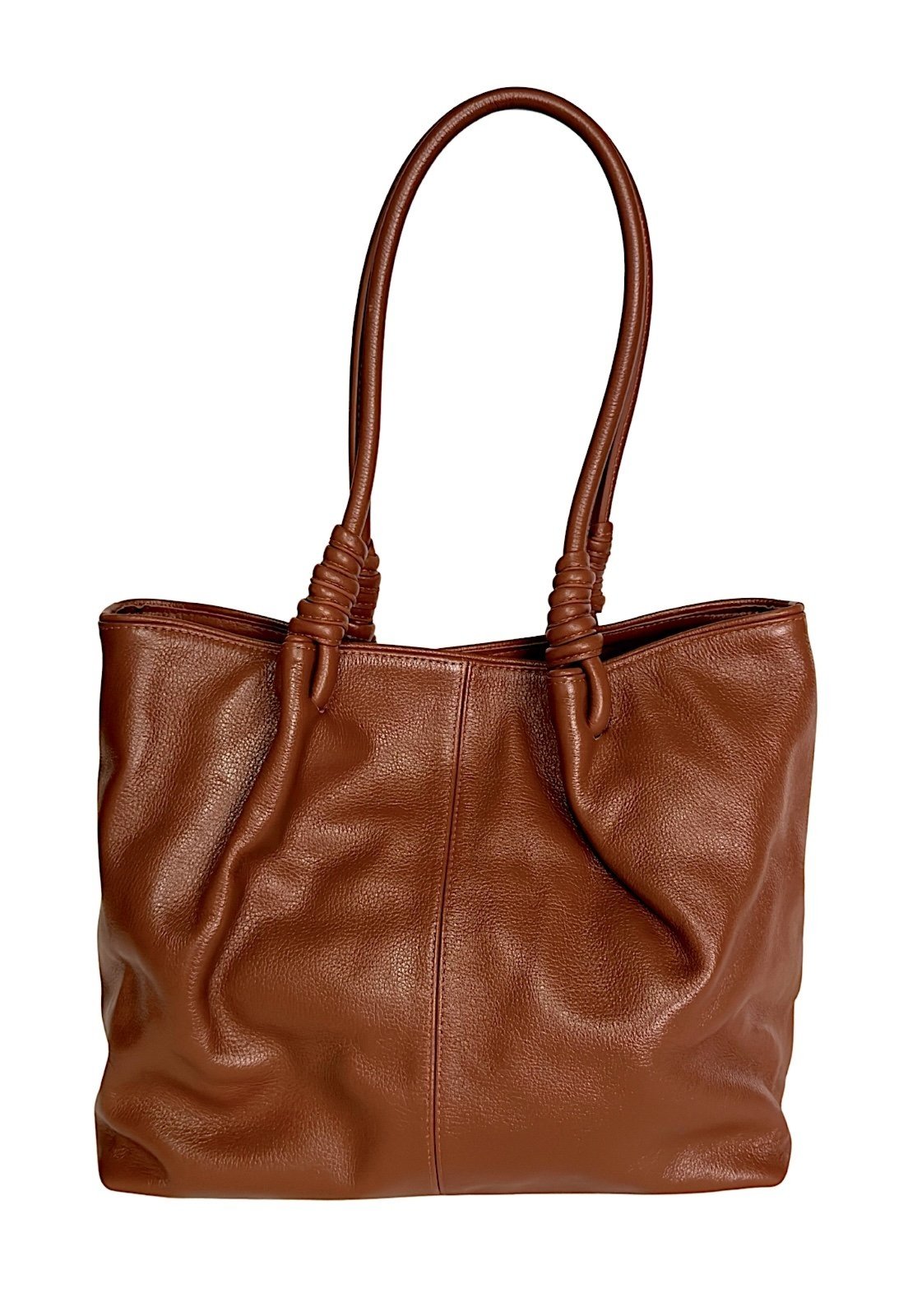Bolsa Tote Bag em Couro Legítimo Caramelo a Sacola Grande com Alça de Amarração Artesanal