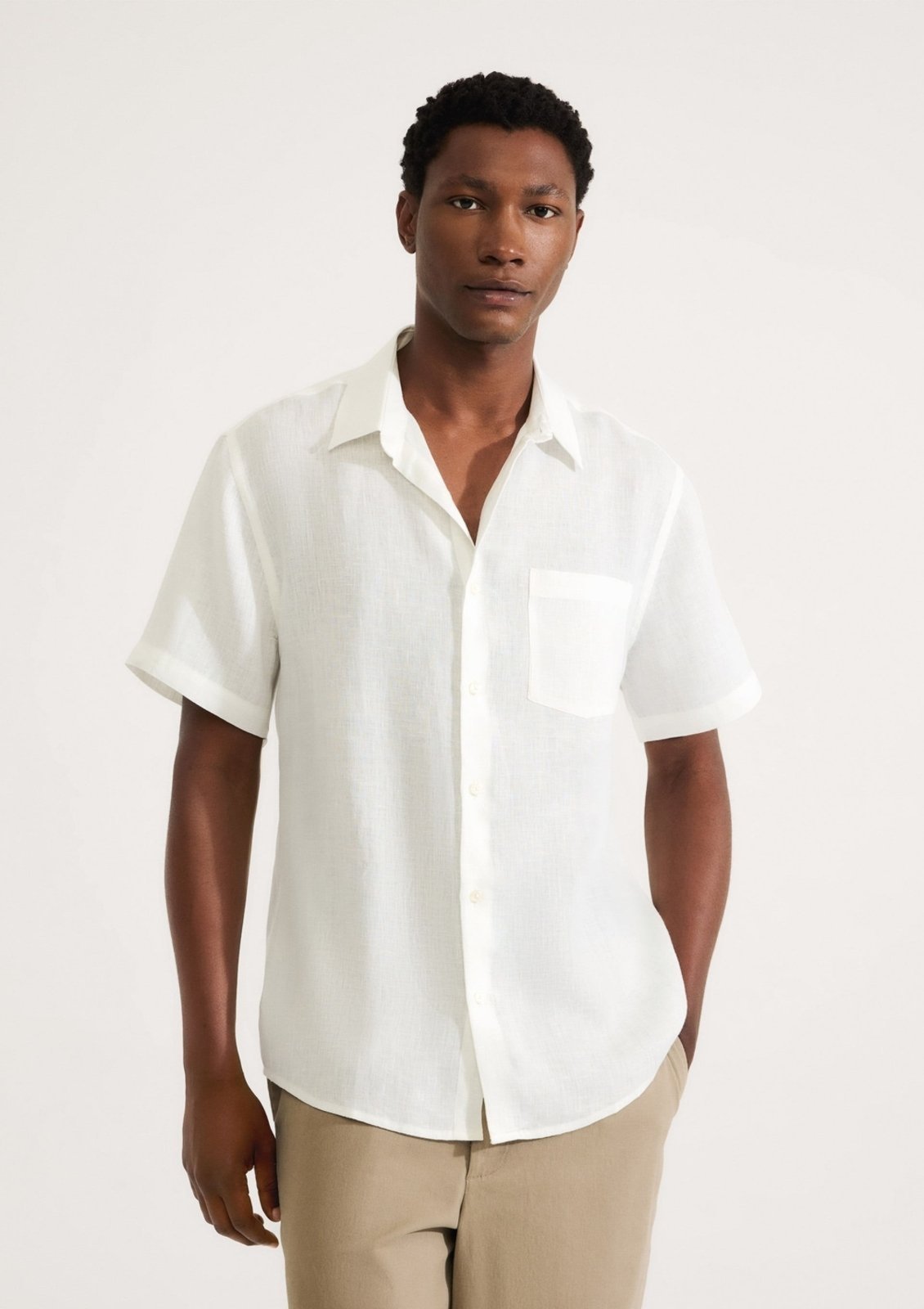 Camisa Masculina Manga Curta Em Linho Hering
