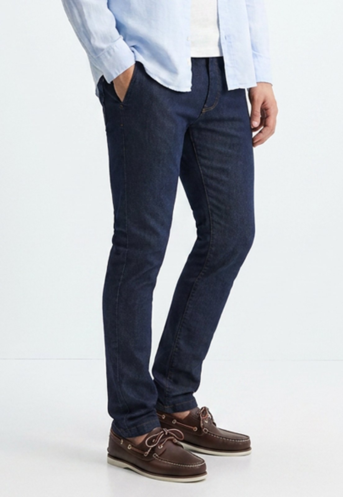 Calça Jeans Masculina Slim com Elastano Confortável Caimento Moderno Dia a Dia Azul