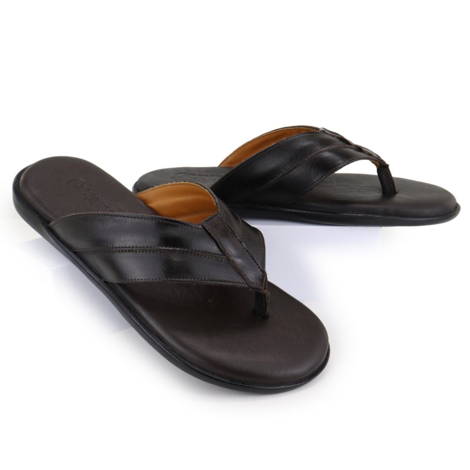 Chinelo Masculino Couro Social Elegante Café Classico 105C