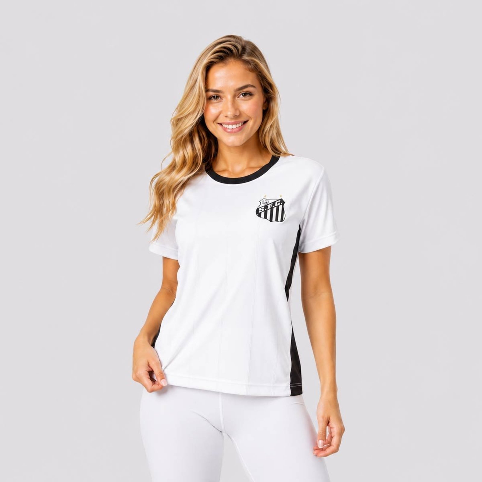 Camisa Santos Liso Feminina Branca