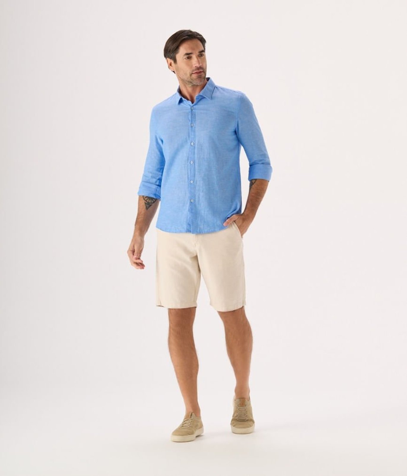 Bermuda Makenji Cos Alfaiataria Masculina Cru