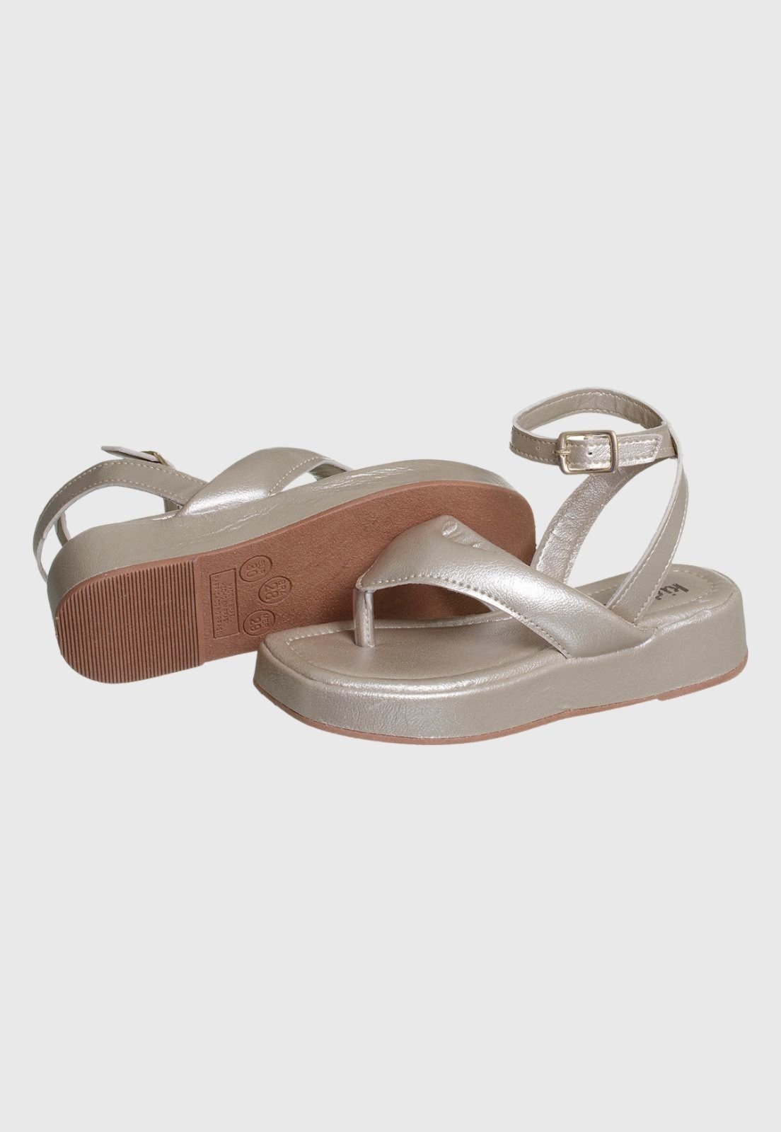 Vista 3 Infantil - Sandália Flat Dourada Feminina Plataforma tep Kidstep prata Kidstep prata