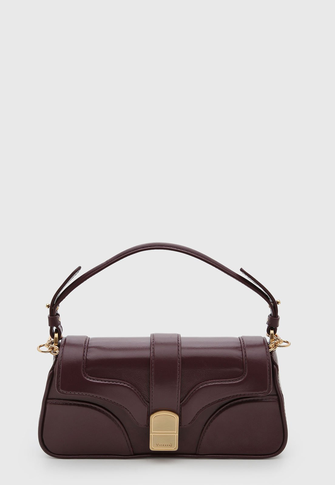 Bolsa Feminina Vicenza Couro Alça Corrente Vinho