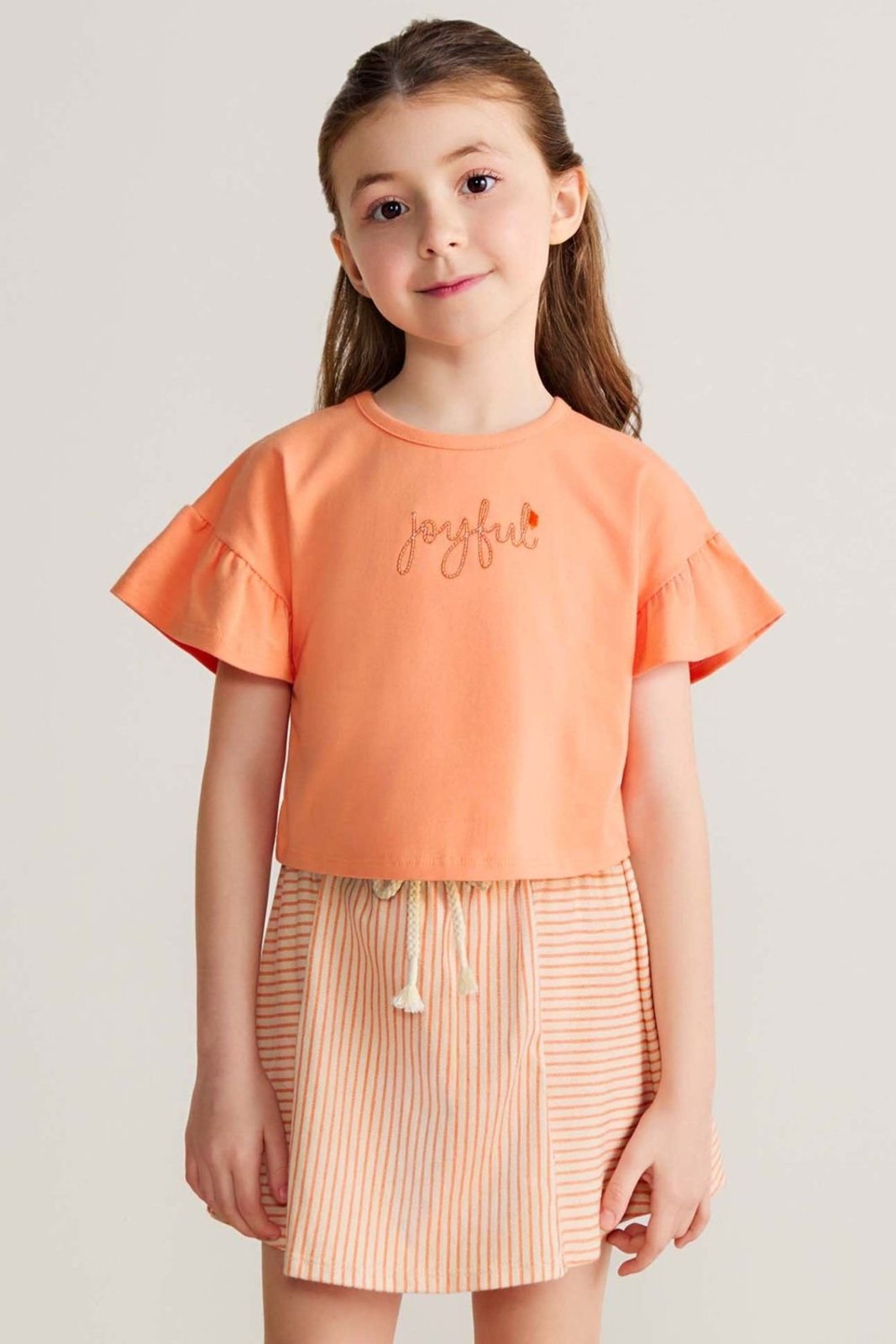 Infantil - Conjunto Menina Bordado Joyful Colorittá Laranja