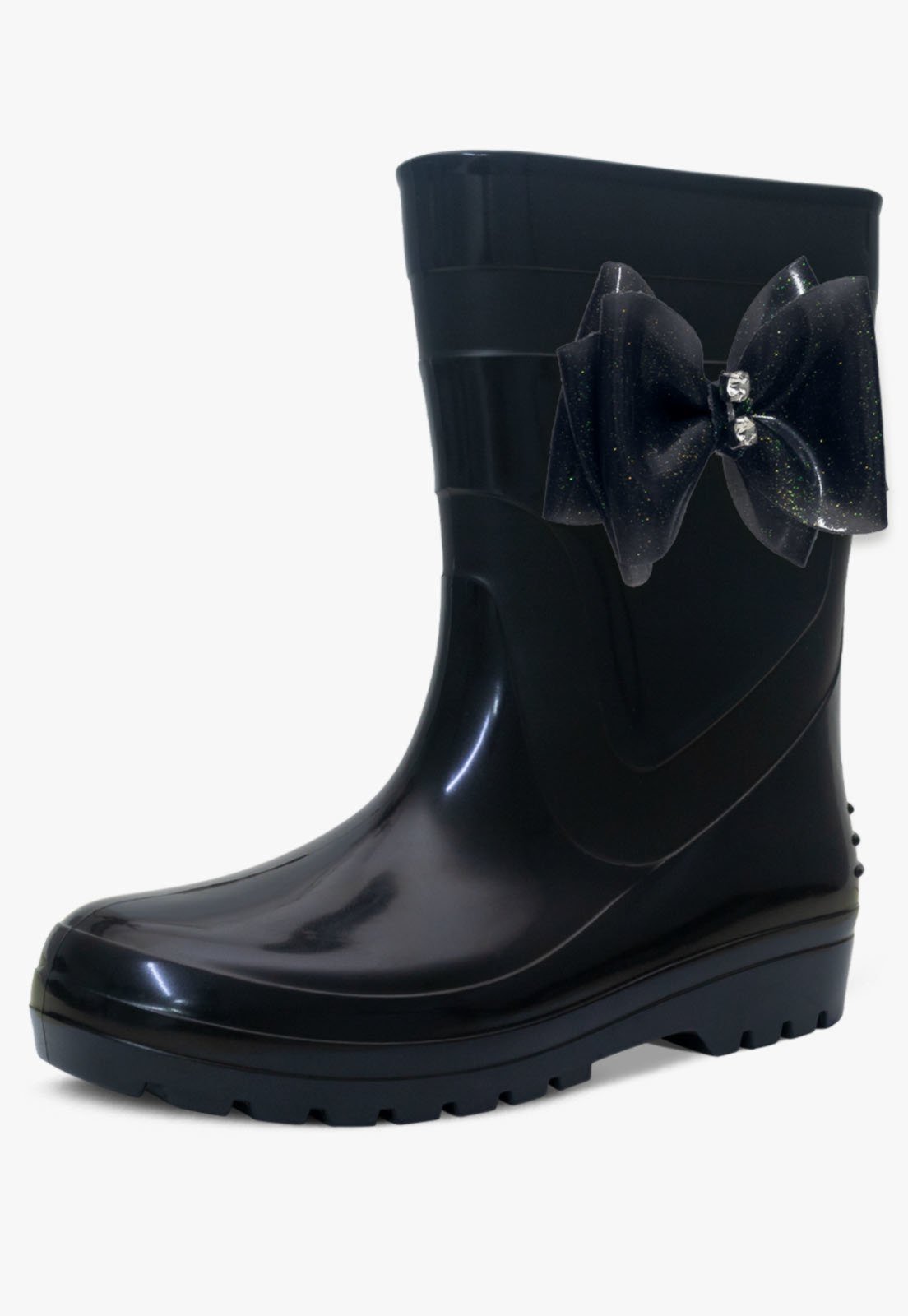 Infantil – Bota Galocha Feminina Pópidi Botinha Laço Preto