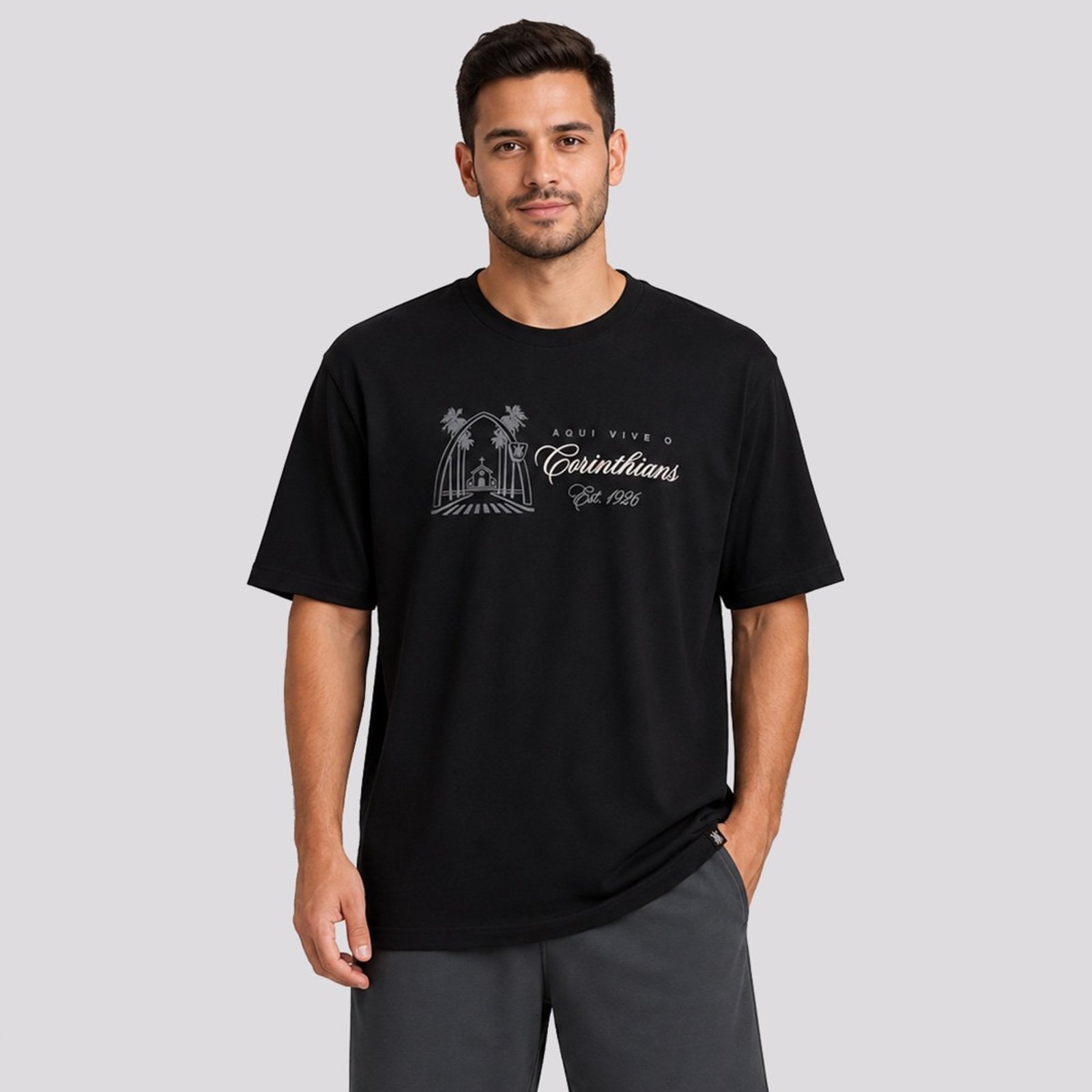 Camiseta Corinthians Nossa História SCCP Oversized Preta